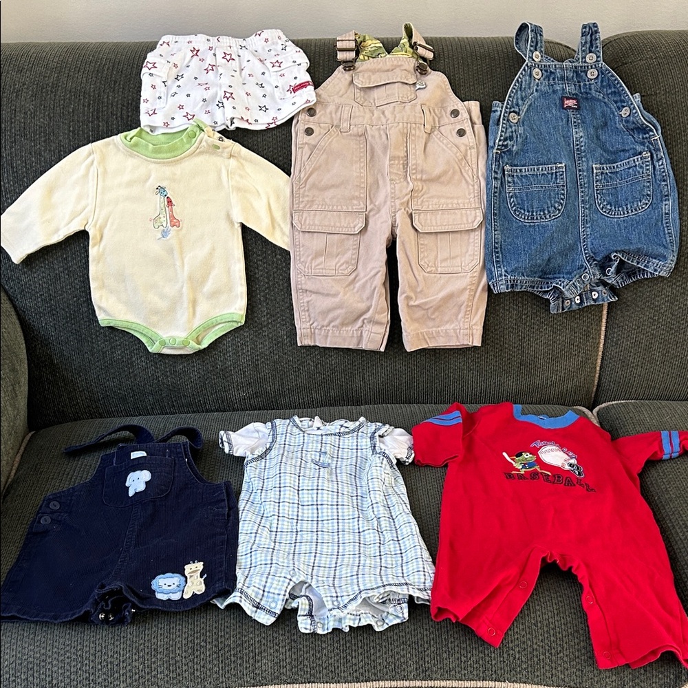 Adorable collection of 3 to 6 Month Outfits with Overalls and Rompers.